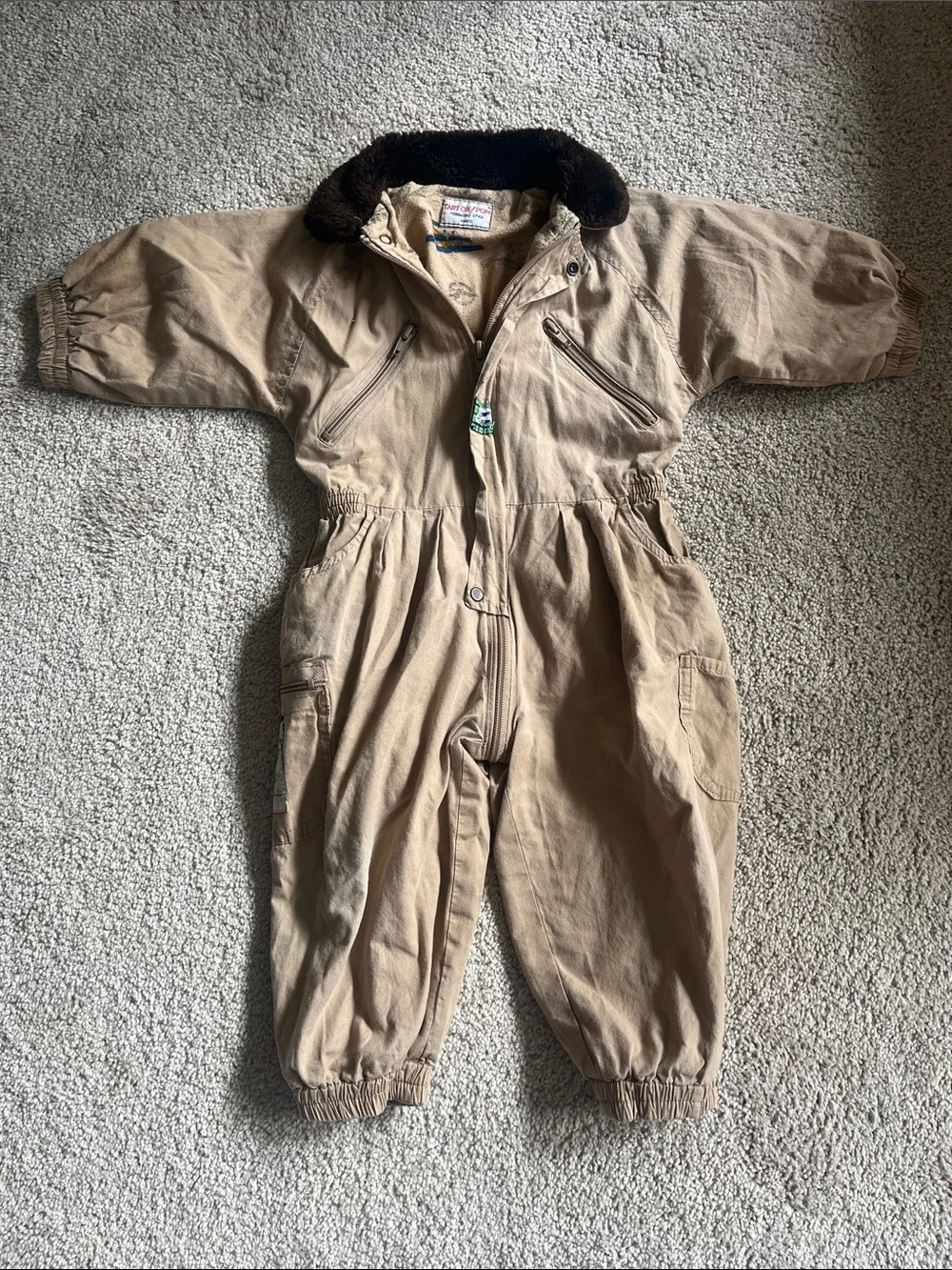 Vintage Flight Pilot Suit Costume with Faux Fur Collar